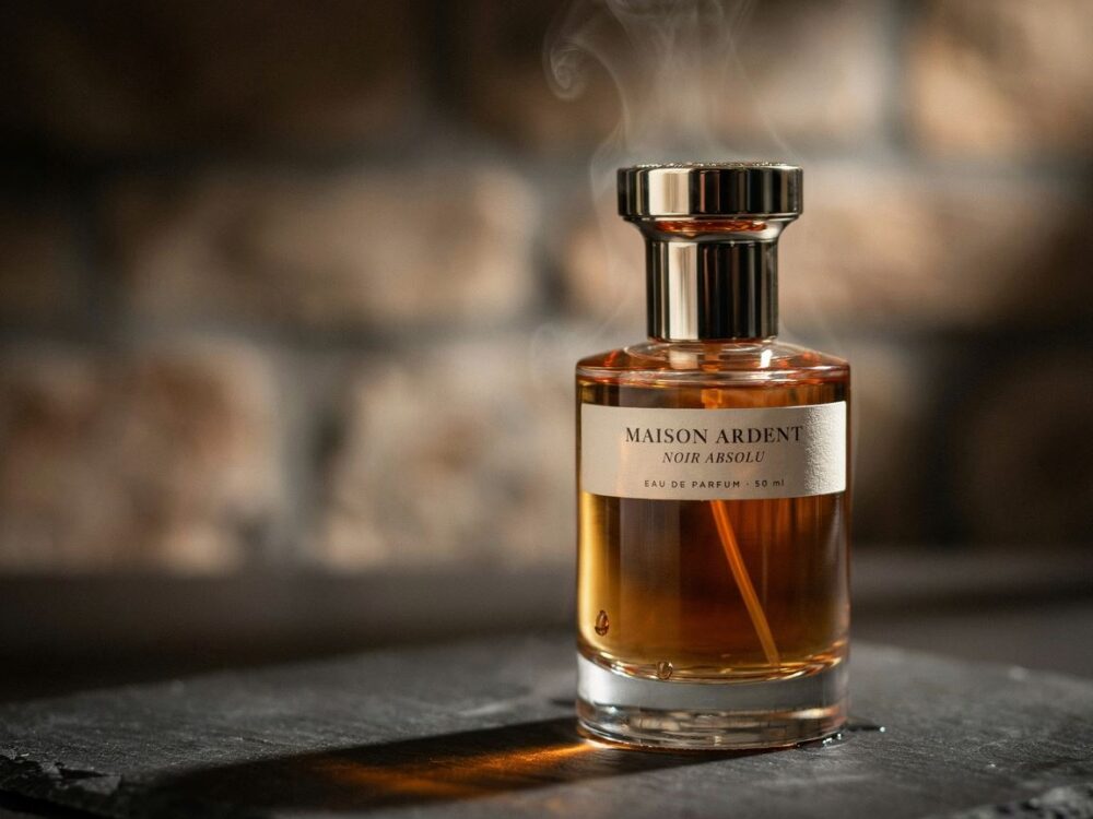 mężczyzna aplikujący perfumy